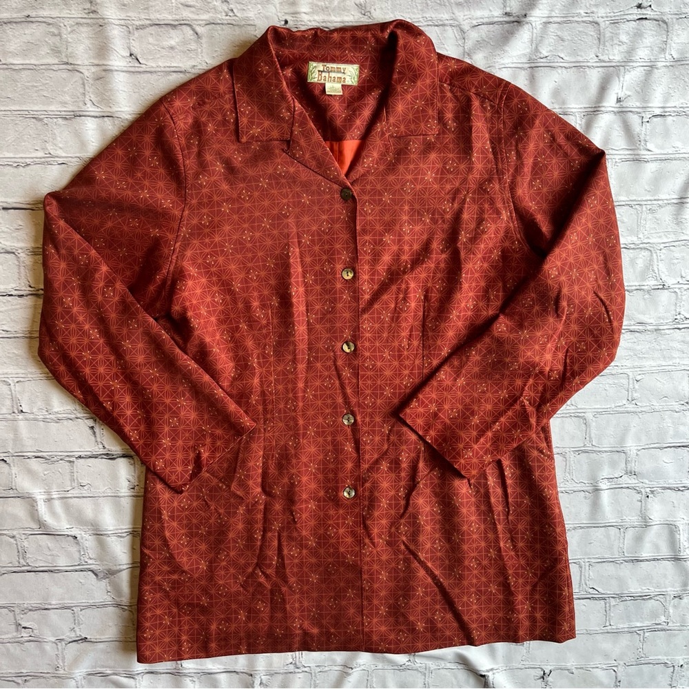 Tommy Bahama women’s 100% Silk Shacket Jacket Blazer Large Bold print